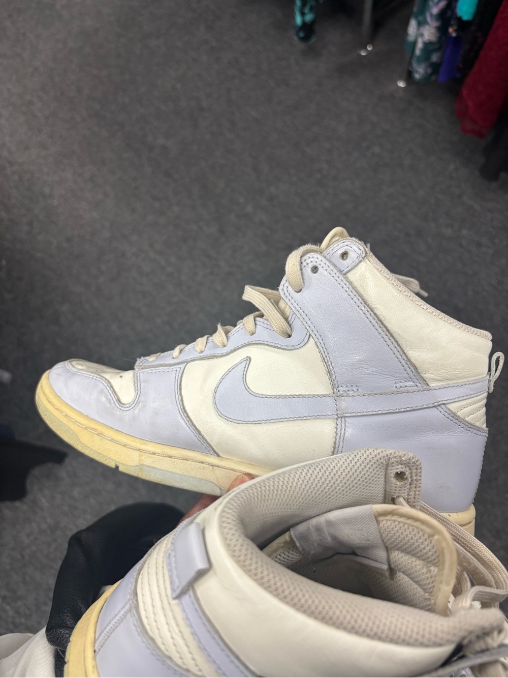 Nike Women's High-Top Sneakers in Light Gray and Cream